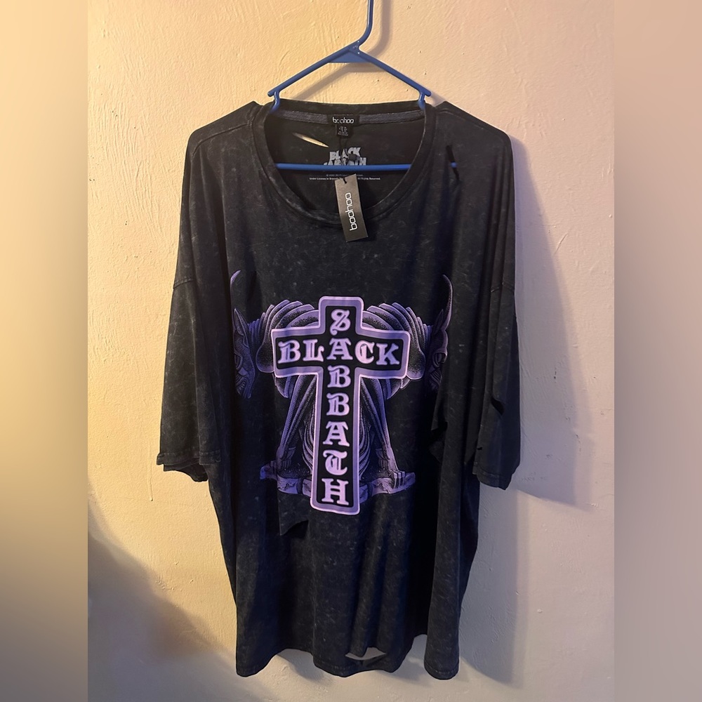 Boohoo Black Sabbath distressed oversized tee/dress